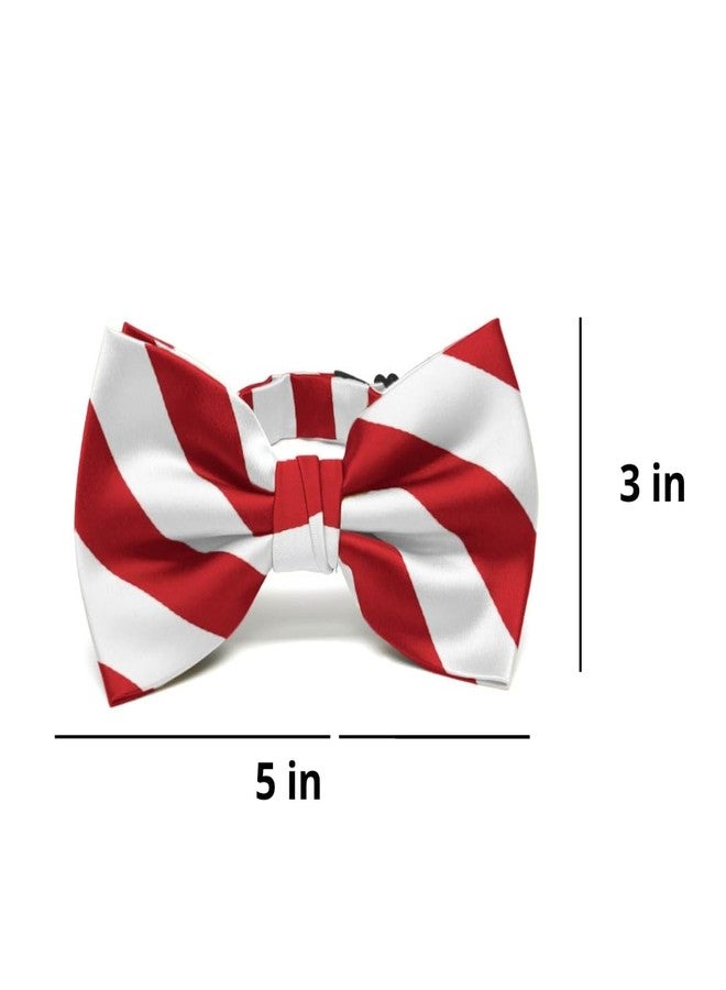 tiemart ربطة عنق مخططة من تيمارت (أحمر وأبيض) - Image 2
